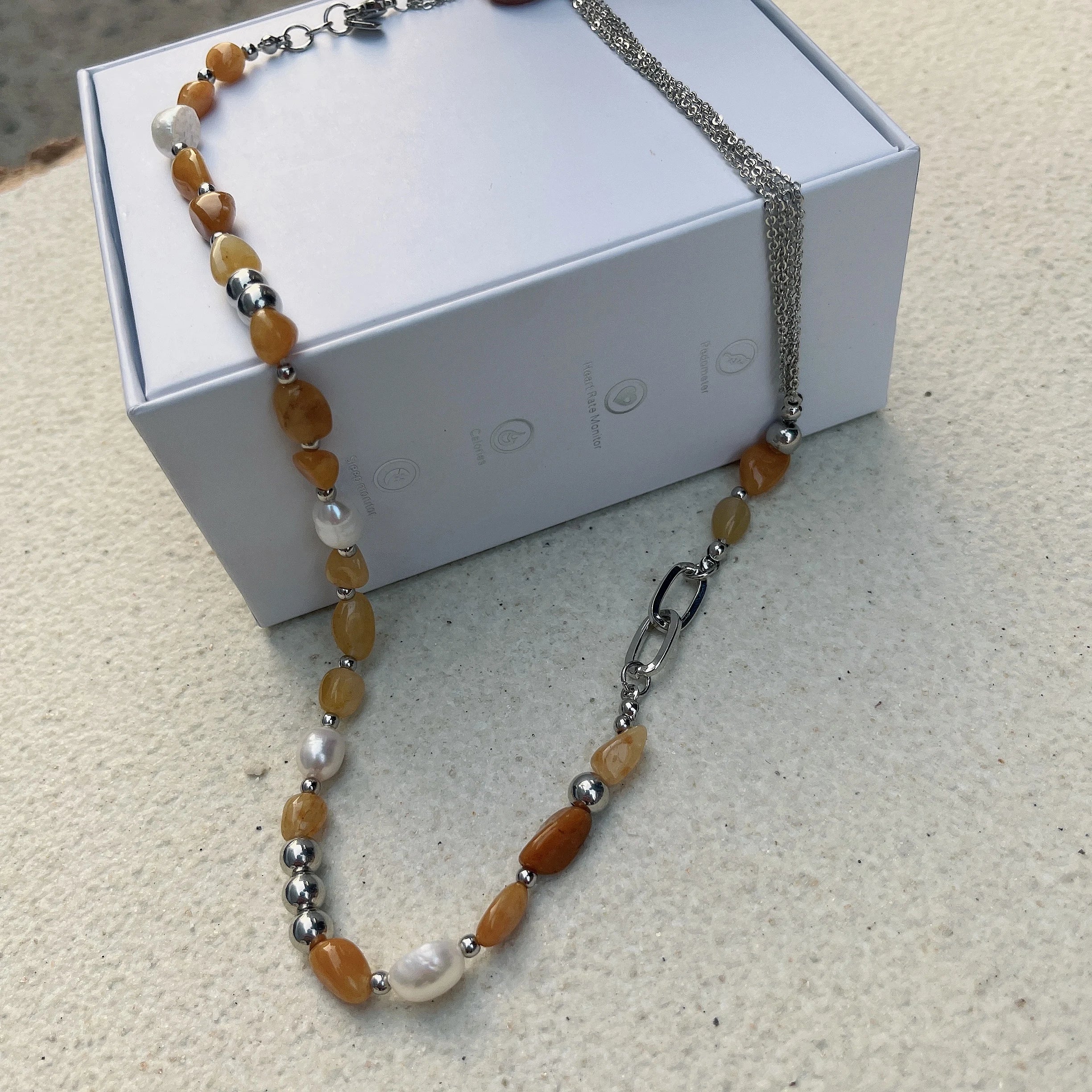 Natural Blue Crystal Freshwater Pearl Zinc Alloy Necklace