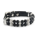 Faux Pearl Pet PU Leather Collar Necklace with Rhinestones