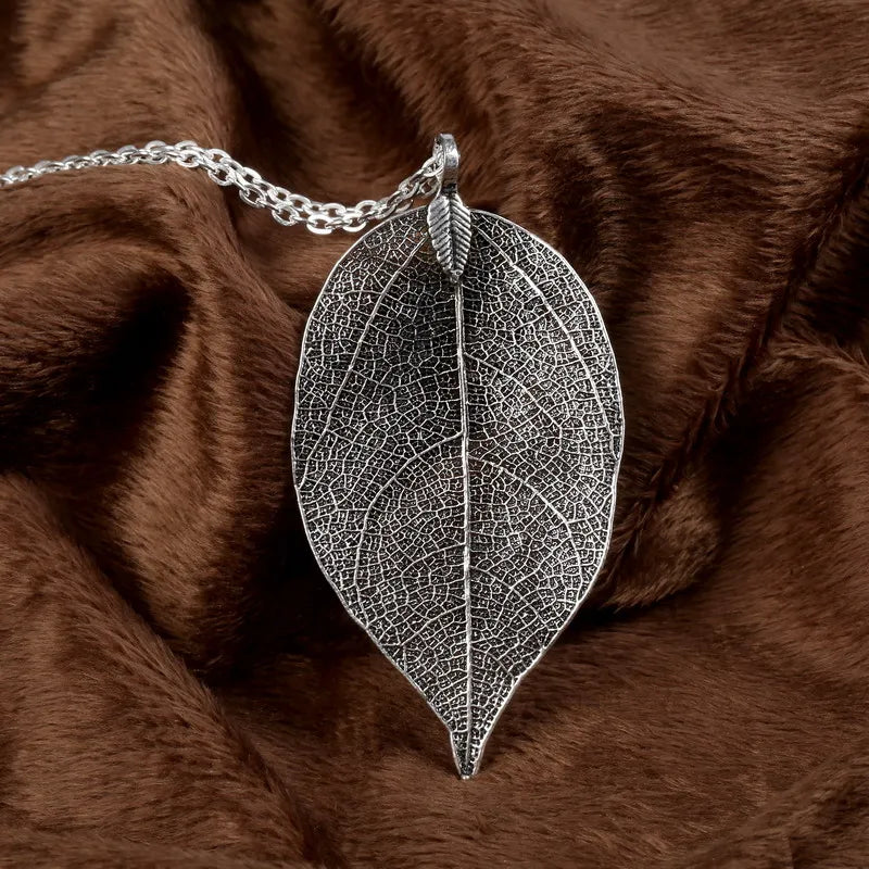 Statement Piece Alloy Necklace with Leaf Pendant