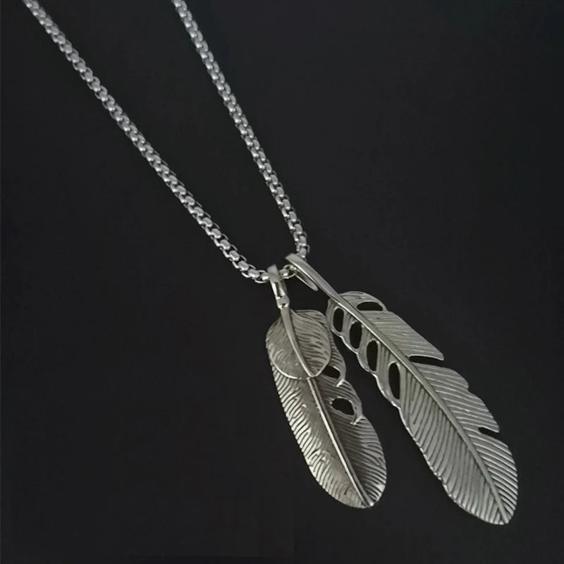Feather Eagle Claw Leaf Pendant Stainless-Steel Necklaces