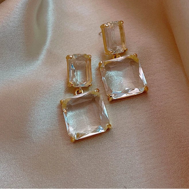 Stunning Glass Block Stud Earrings