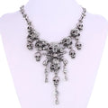 Pirate Goth Multi Skeleton Skull Rhinestone Choker Zinc Alloy Necklace