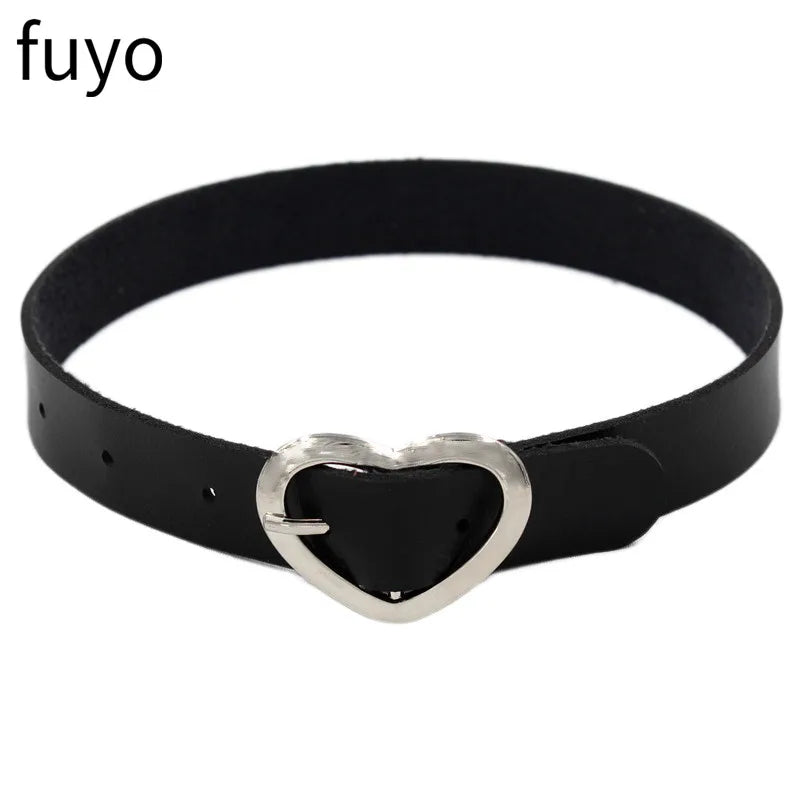 Gothic Punk Black Cross Heart Circle PU Leather Choker Selection