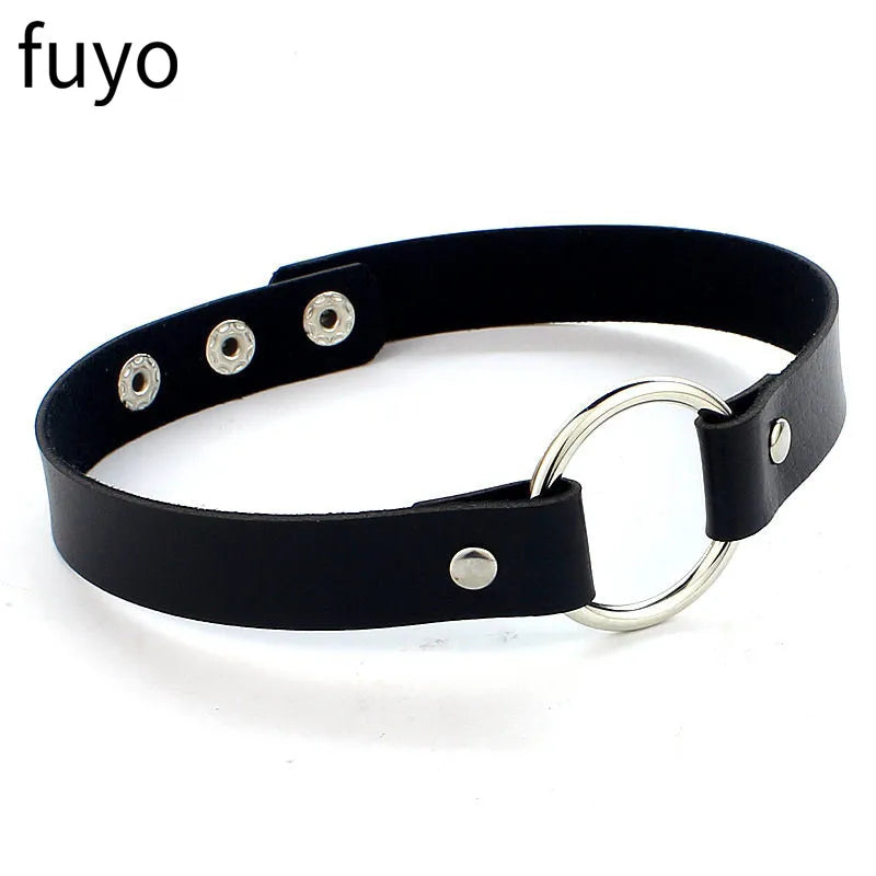 Gothic Punk Black Cross Heart Circle PU Leather Choker Selection