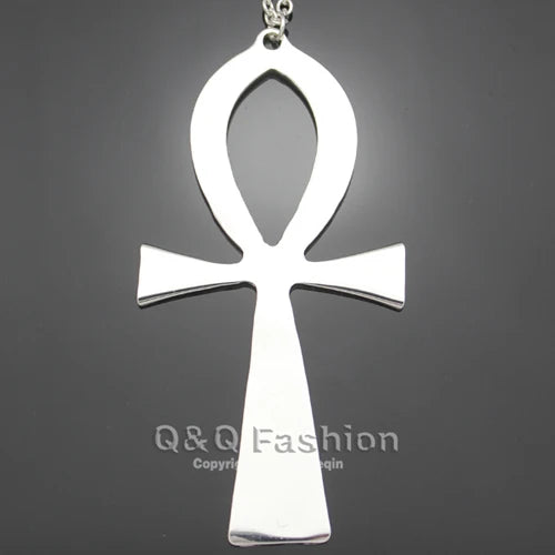 Egyptian Life Large Cross Pendant & Earrings Zinc Alloy Necklace 10x5cm