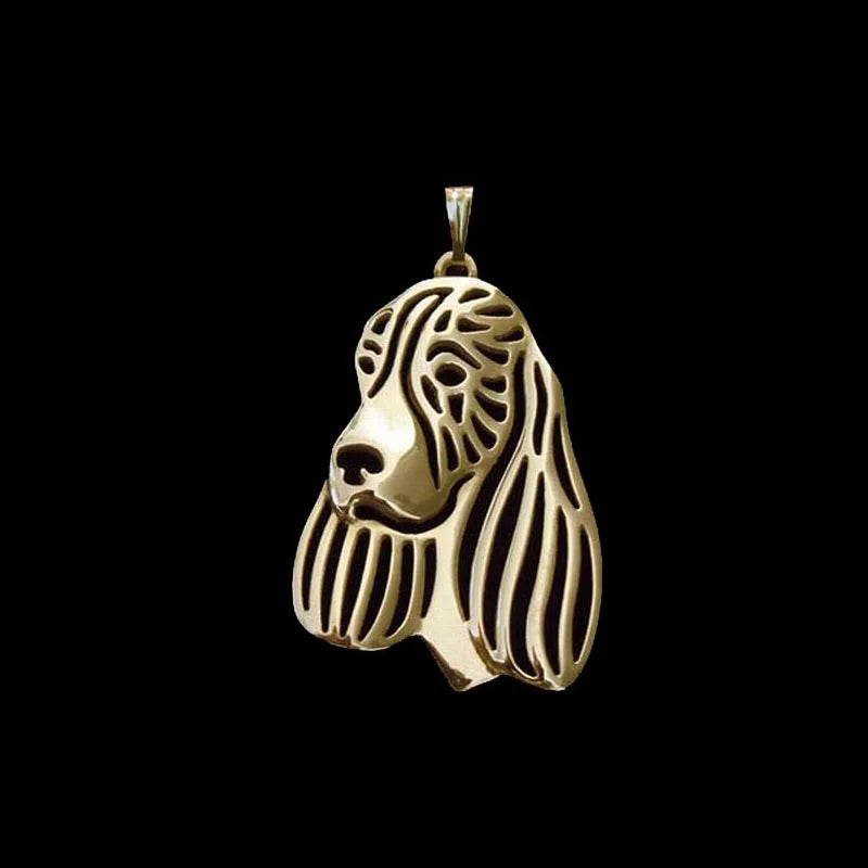 Zinc Alloy English Springer Spaniel Dog Pendant Necklace - Silver/Gold Plated