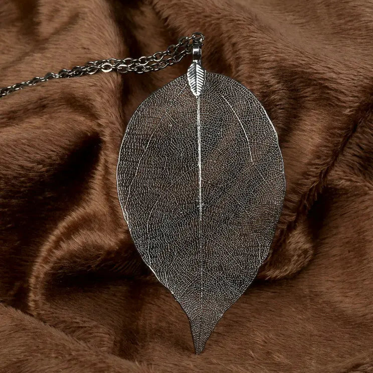 Statement Piece Alloy Necklace with Leaf Pendant