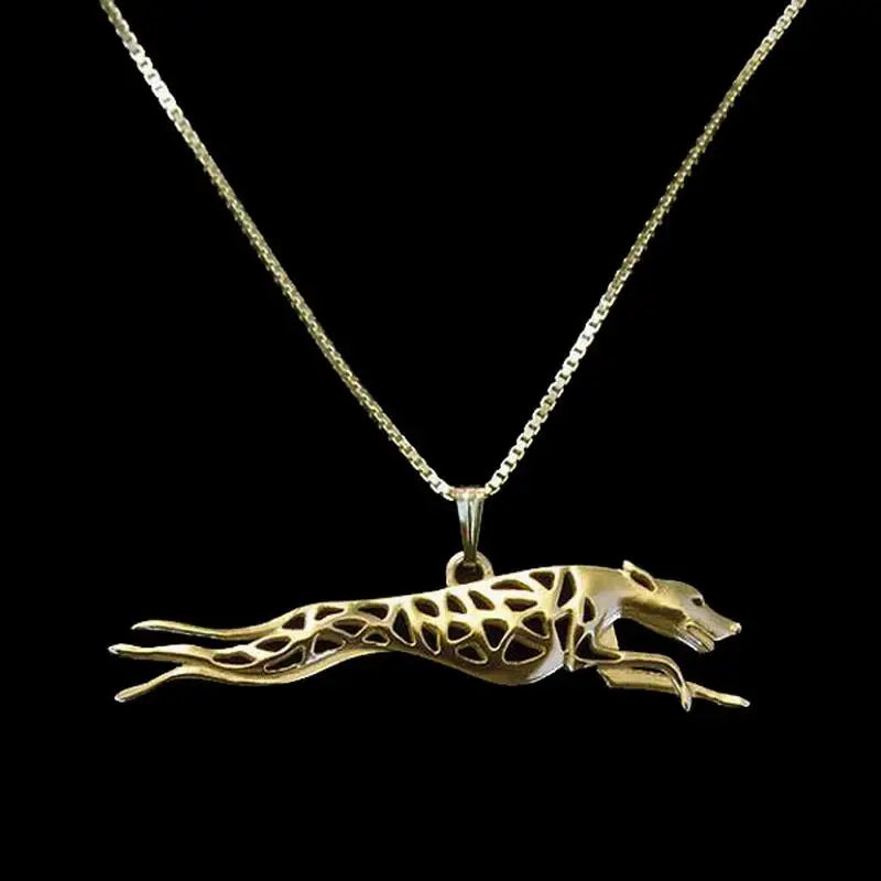 Running Dog Pendant on Zinc Alloy Necklace - Silver Plated or Golden