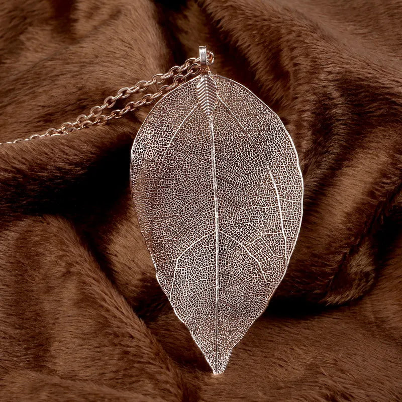 Statement Piece Alloy Necklace with Leaf Pendant