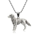 Vintage Style Golden Retriever Dog Pendant Necklace Antique Silver Plated