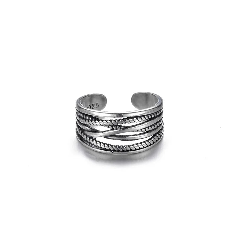 White Gold Plated 925 Sterling Silver Adjustable Ring