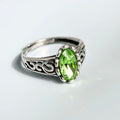 925 Sterling Silver Green CZ Stone Ring Adjustable