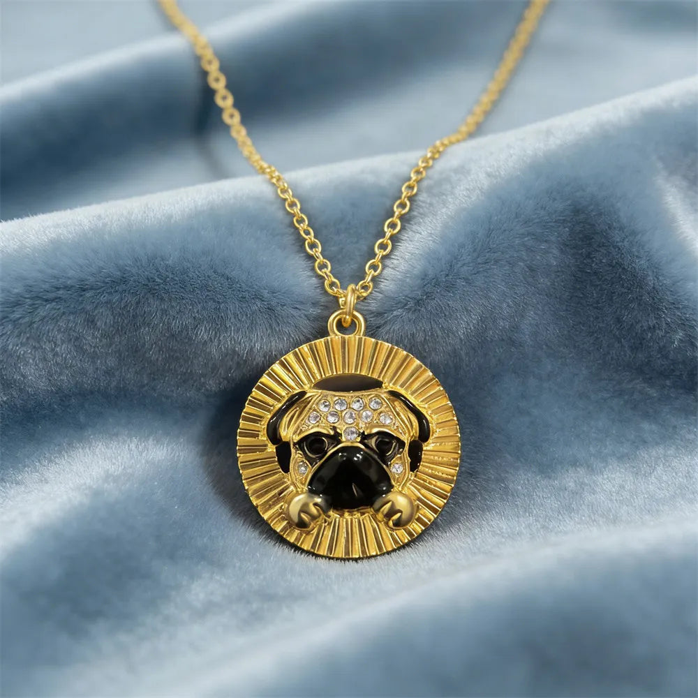 Collection of CZ Stone Dog Pendant Necklaces MANY BREEDS in Gold/Silver Tone Alloy - Choose Your Breed