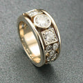 Cubic Zirconia Brass Band Ring - Thick & Bold, Round & Square CZ