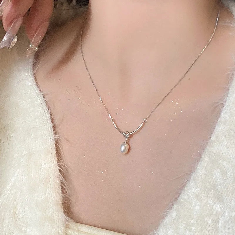 925 Sterling Silver Pearl Pendant Necklace
