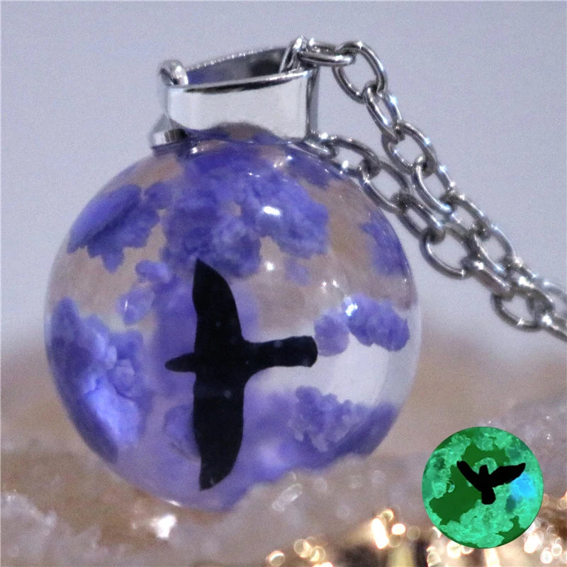 Transparent Resin Ball with Clouds Pendant Necklace in Zinc Alloy - More Styles: Half Moon, Bird