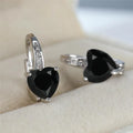 CZ Heart Stone Hoop Alloy Earrings