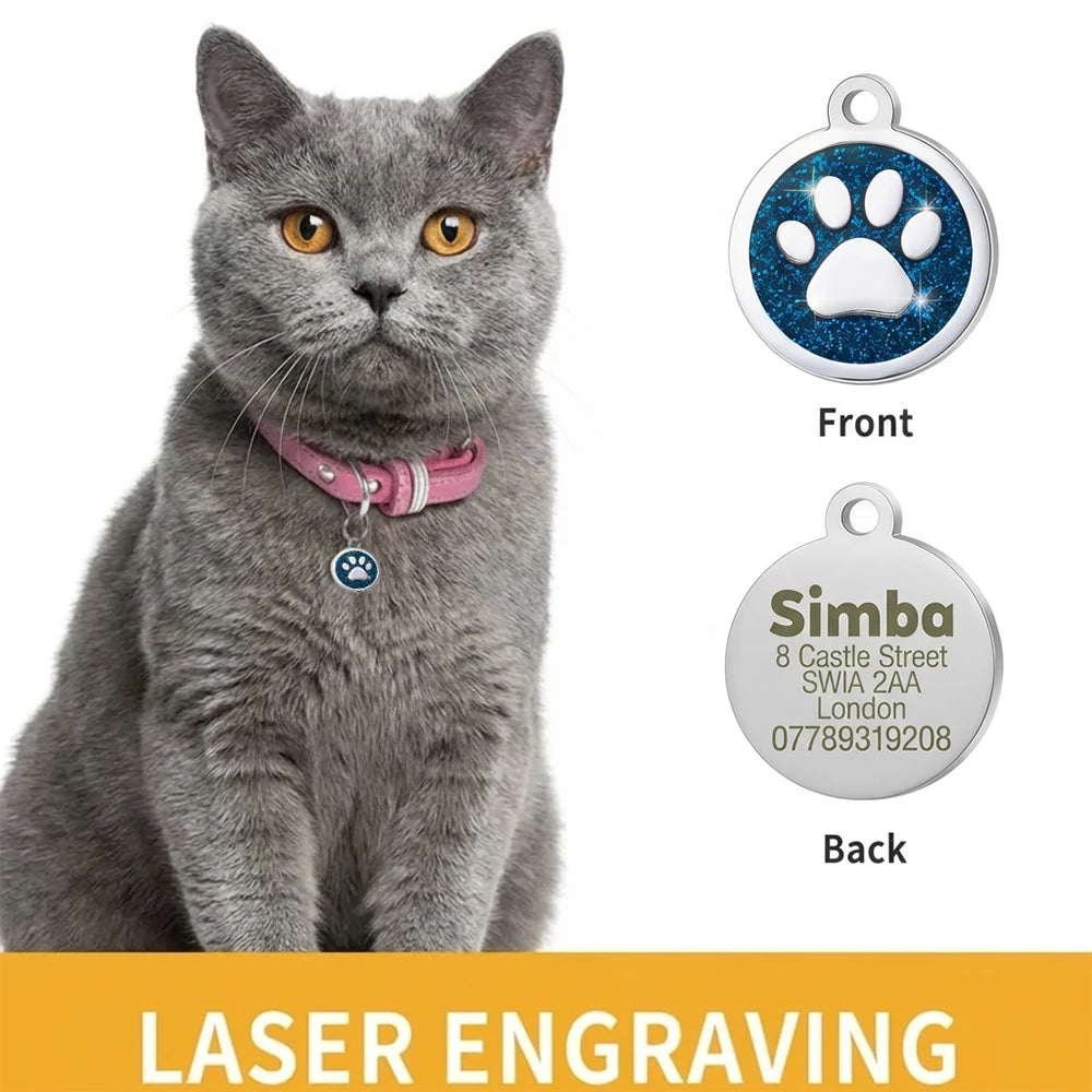 Aluminum Paw ID Tag for Dogs/Cats - Customize, Lazer Engrave