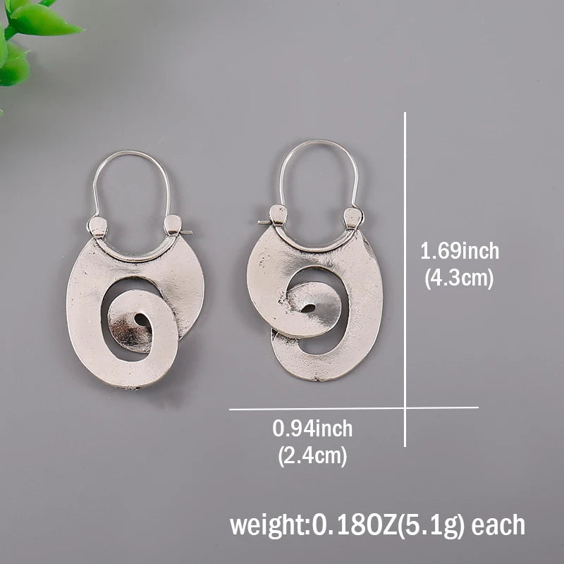 Gypsy Swirl Zinc Alloy Hoop Unusual Bold Earrings
