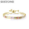 Selection of 925 Sterling Silver Chain Bracelets with Multi-colored Zircons