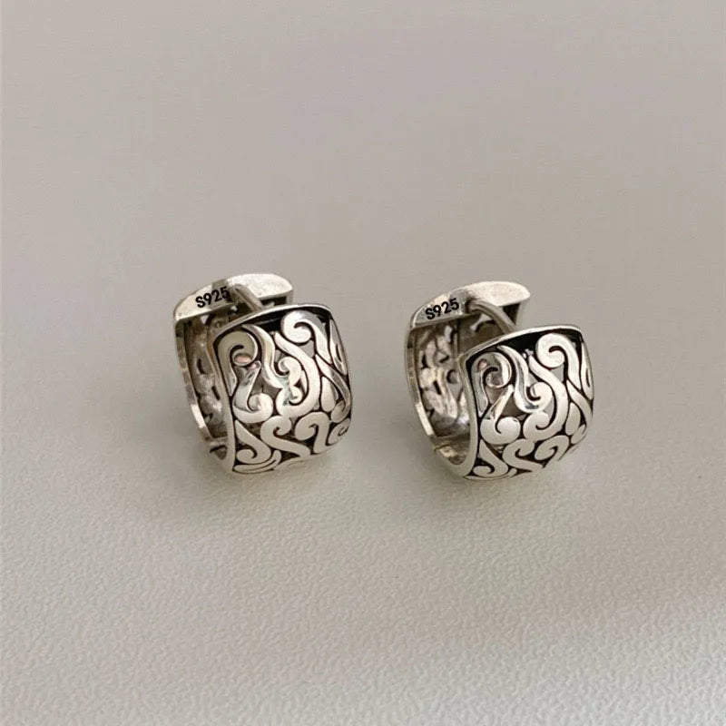 925 Sterling Silver Hoop Filigree Earrings
