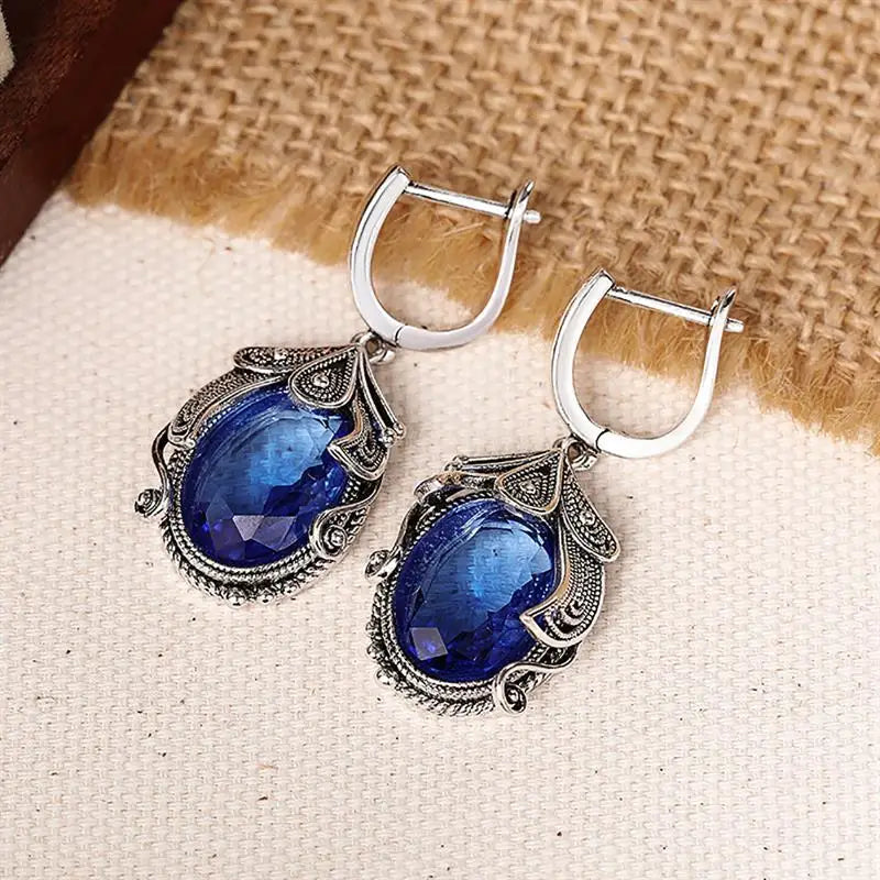 Blue Ocean Wave CZ Copper Alloy Drop Earrings