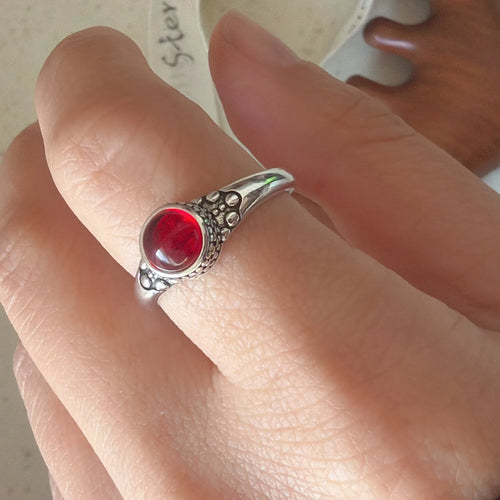 925 Sterling Silver Stone Adjustable Ring