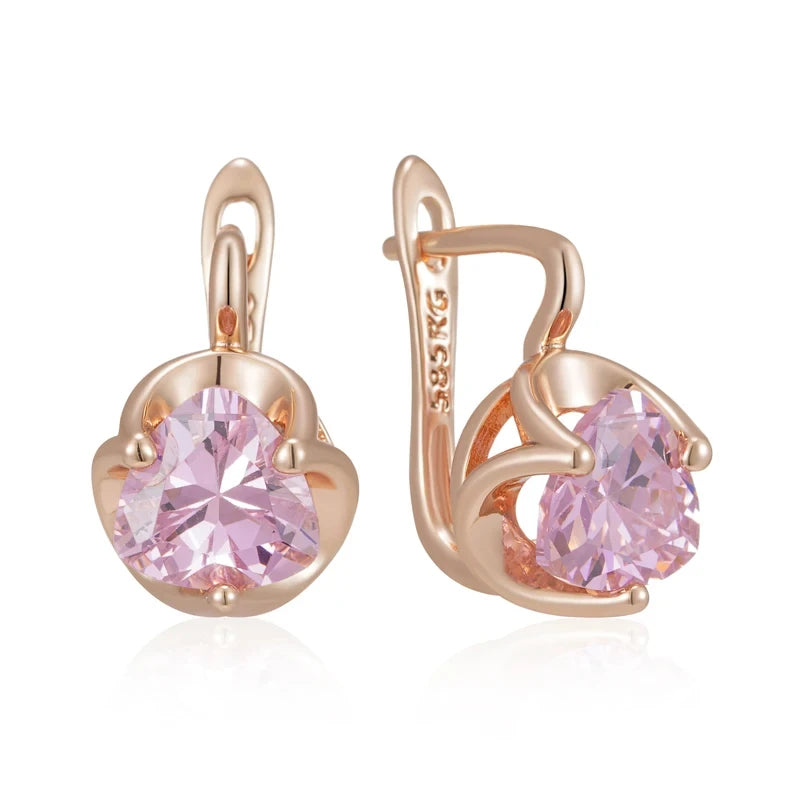 14K Gold Plated Copper Zircon Earrings