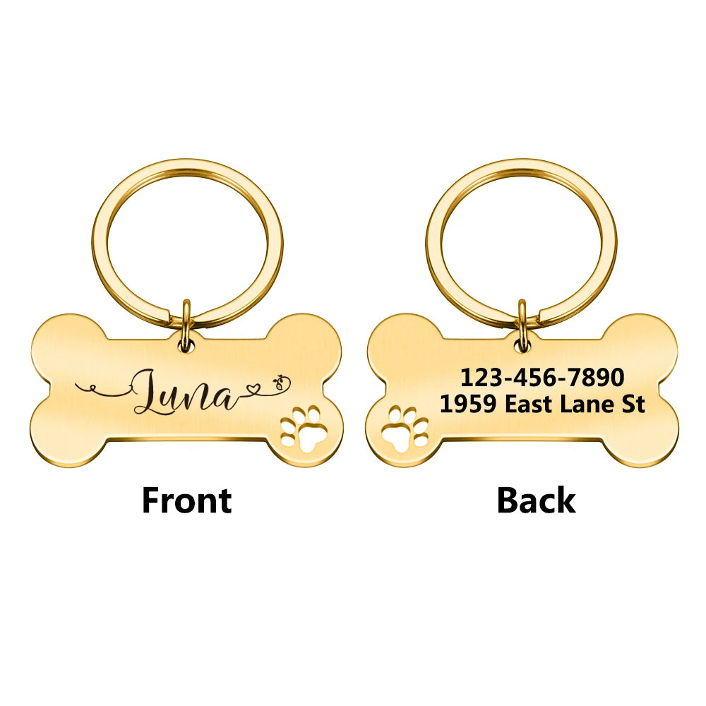 Metal Personalized Bone Shaped Dog ID Tag - 4 Colors, Customize, Engrave