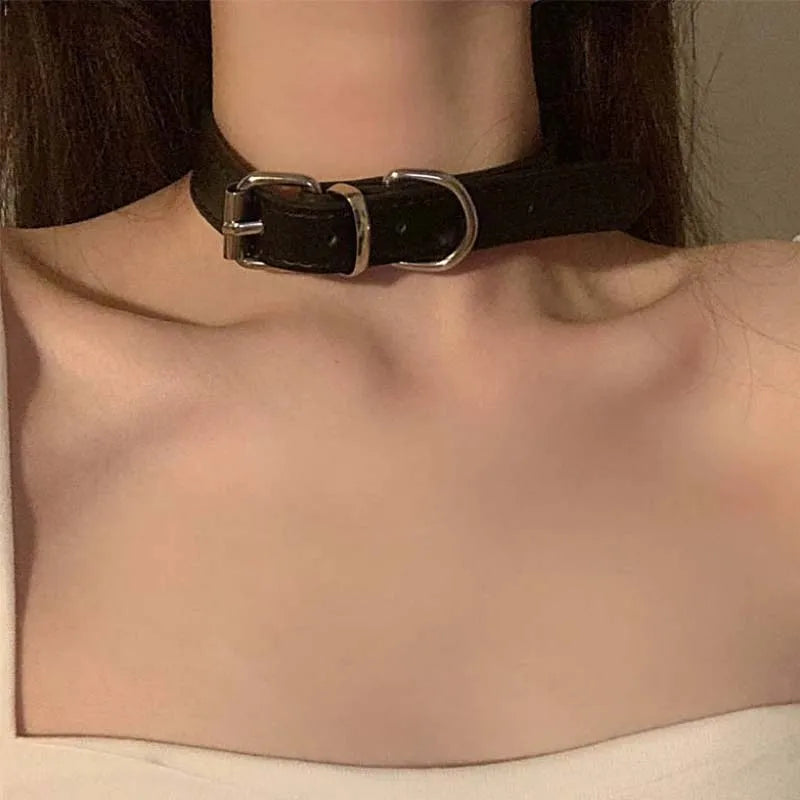 Y2K Punk Dog Claw Bone Choker PU Leather Necklace
