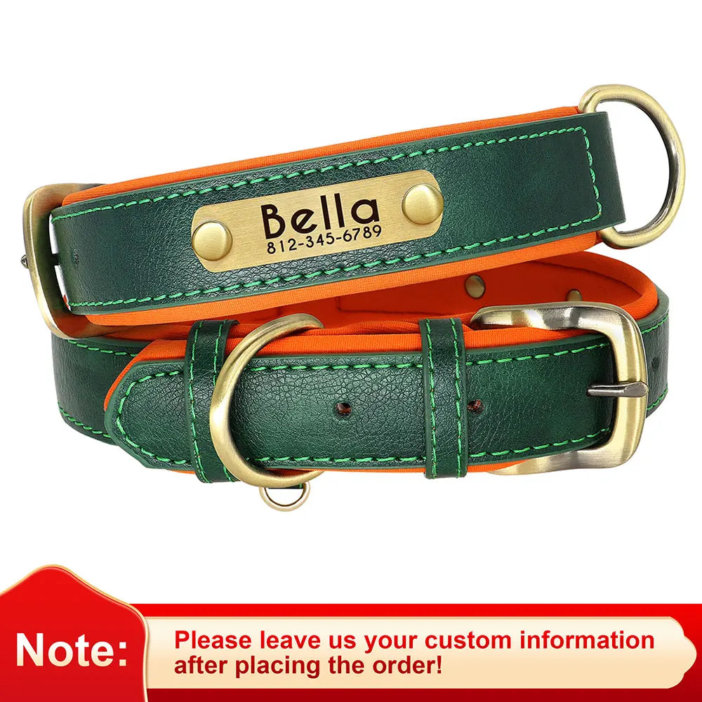 Faux Leather Adjustable Pet Collar - Customize, Engrave, Name Tag, ID Necklace
