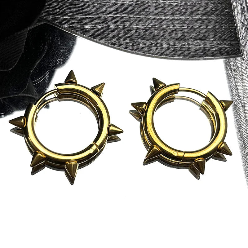 Punk Spike Rivet Goth Hoop Stainless Steel Earrings Collection