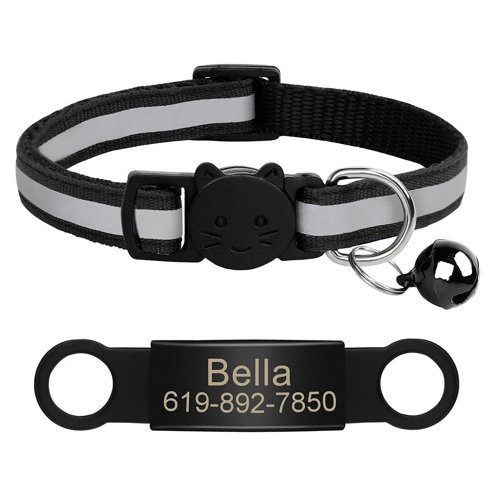 Reflective Fabric Pet Collar with Engravable ID Tag