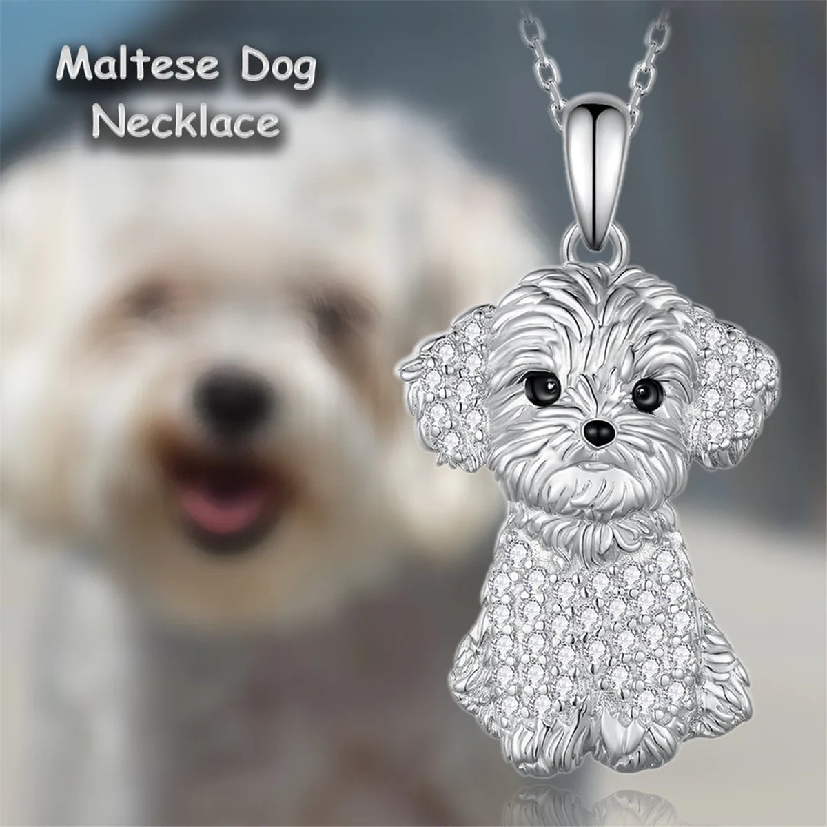 Collection of Dog Pendant Necklaces in Zinc Alloy with CZ Stones - Choose Your Favorite Breed