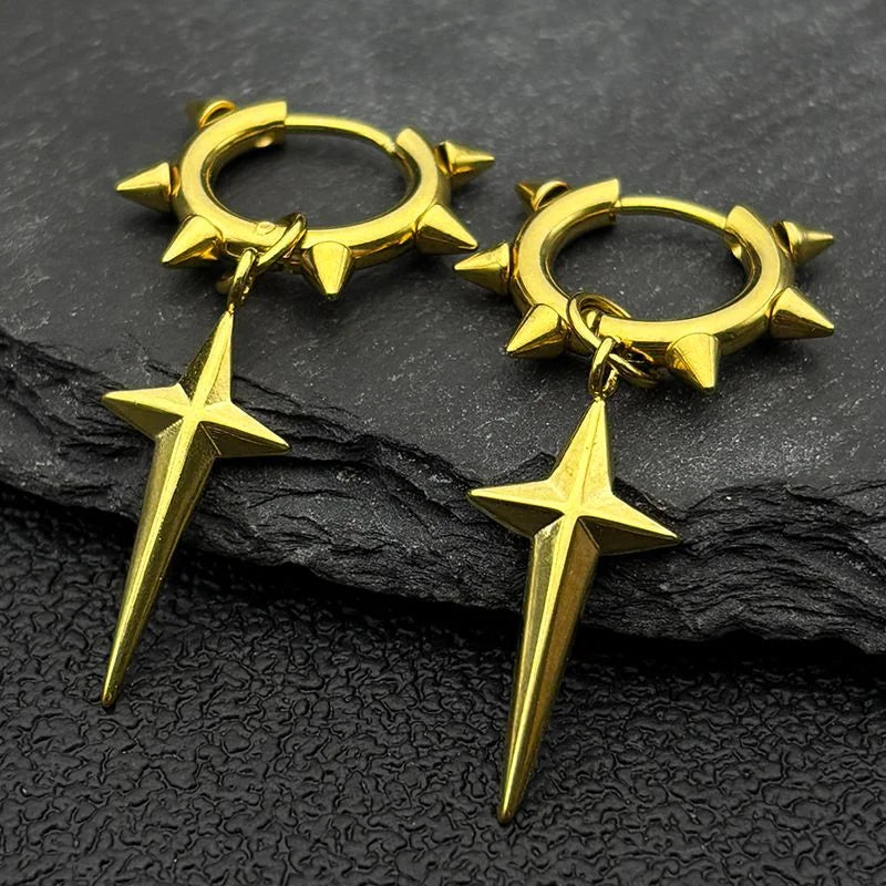 Punk Spike Rivet Goth Hoop Stainless Steel Earrings Collection
