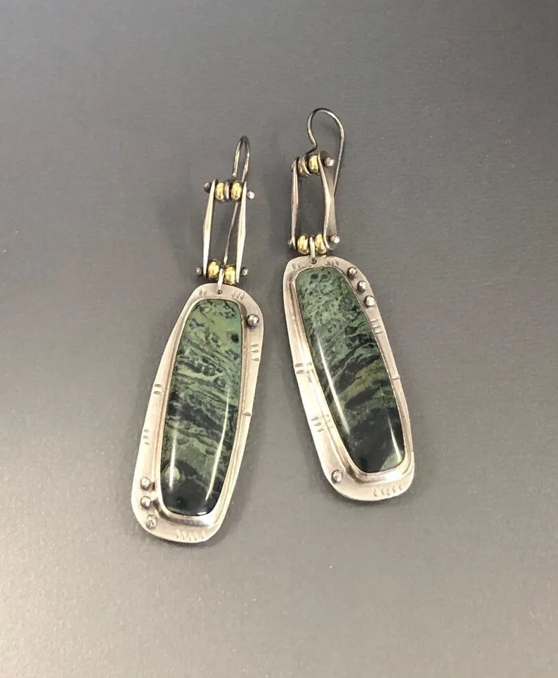 Selection of Very Unusual Boho Stone Asymmetric Dangle Alloy Earrings
