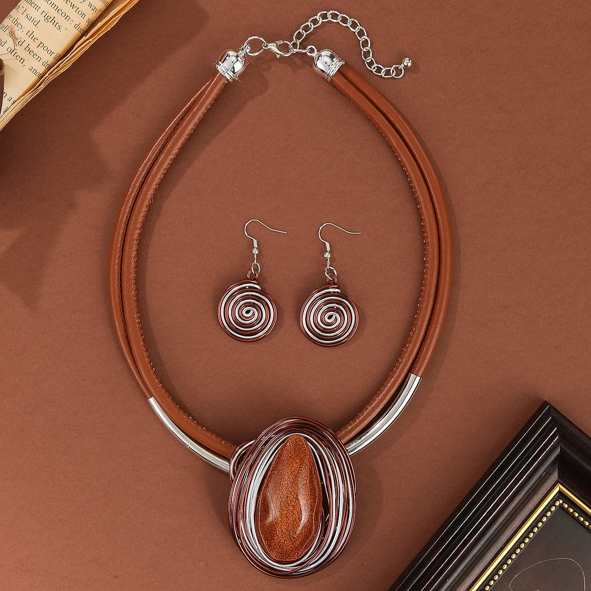 Colorful Large Crystal Oval Shape Alloy Necklace & Earrings