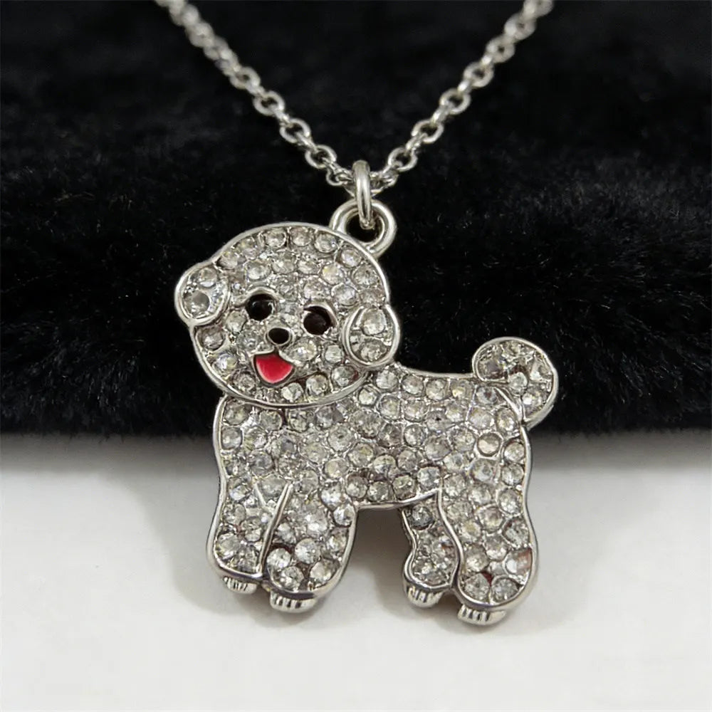 Collection of Dog Pendant Necklaces VARIOUS BREEDS Made with Zinc Alloy & CZ Diamonds
