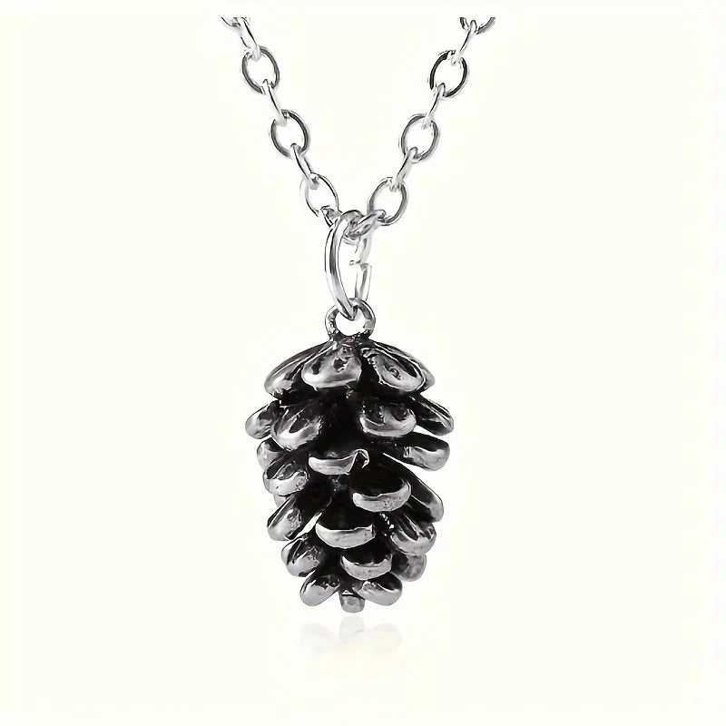 Retro Zinc Alloy Pine Pendant Necklace