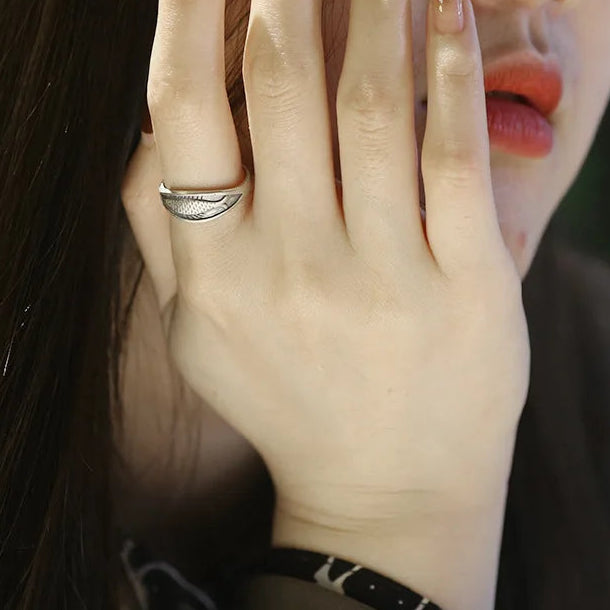 925 Sterling Silver Retro Fish Ring Adjustable