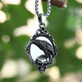 Gothic Stainless Steel Skull Head Crow Pendant Necklace
