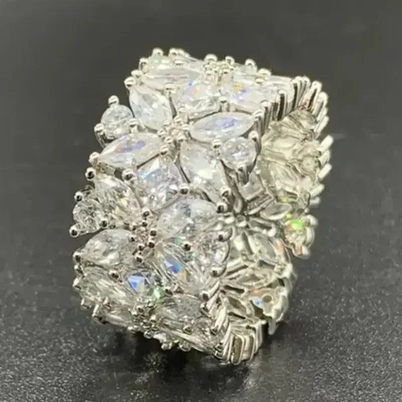 Selection of 5 Unusual Bold CZ Alloy Rings Pearl Rose