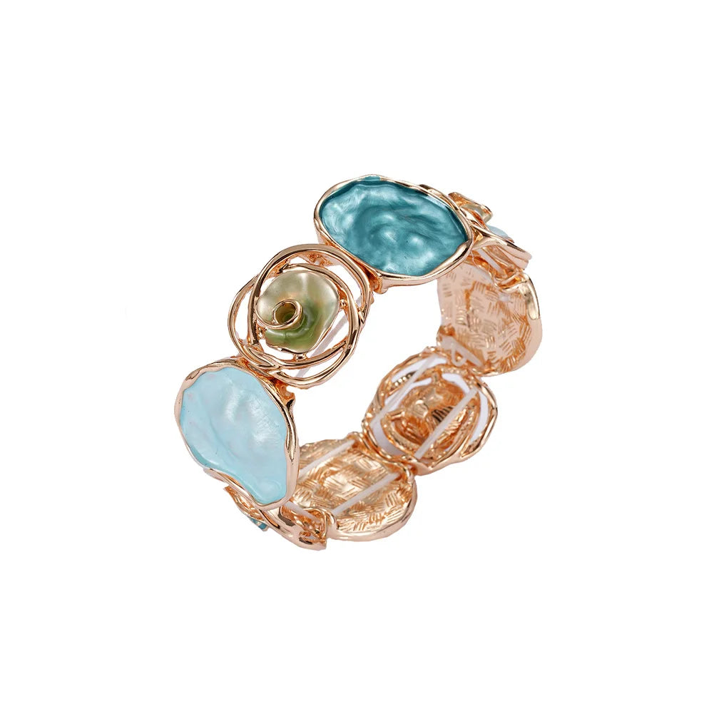 Large Colorful Ocean Inspired Zinc Alloy Bracelet - Boho, Bold, Modern
