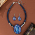 Colorful Large Crystal Oval Shape Alloy Necklace & Earrings