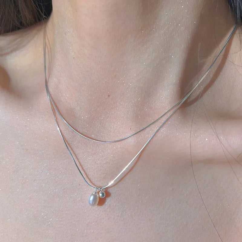 925 Sterling Silver Pearl Pendant Necklace