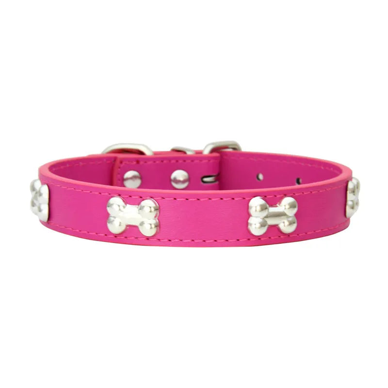Bone Leather Durable Pet Dog Collar