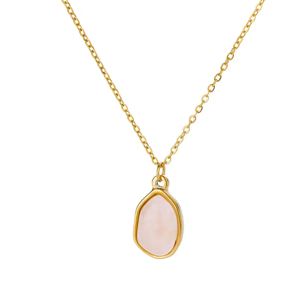 Opal Stone Pendant Stainless Steel Necklace
