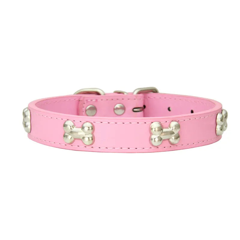 Bone Leather Durable Pet Dog Collar