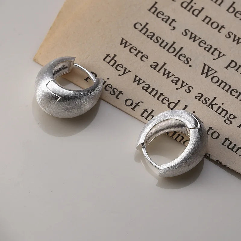 Matte 925 Sterling Silver Hoop Earrings