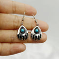 Bohemian Creative Turquoise Water Drop Pear Shaped Bear Claw Alloy Earrings